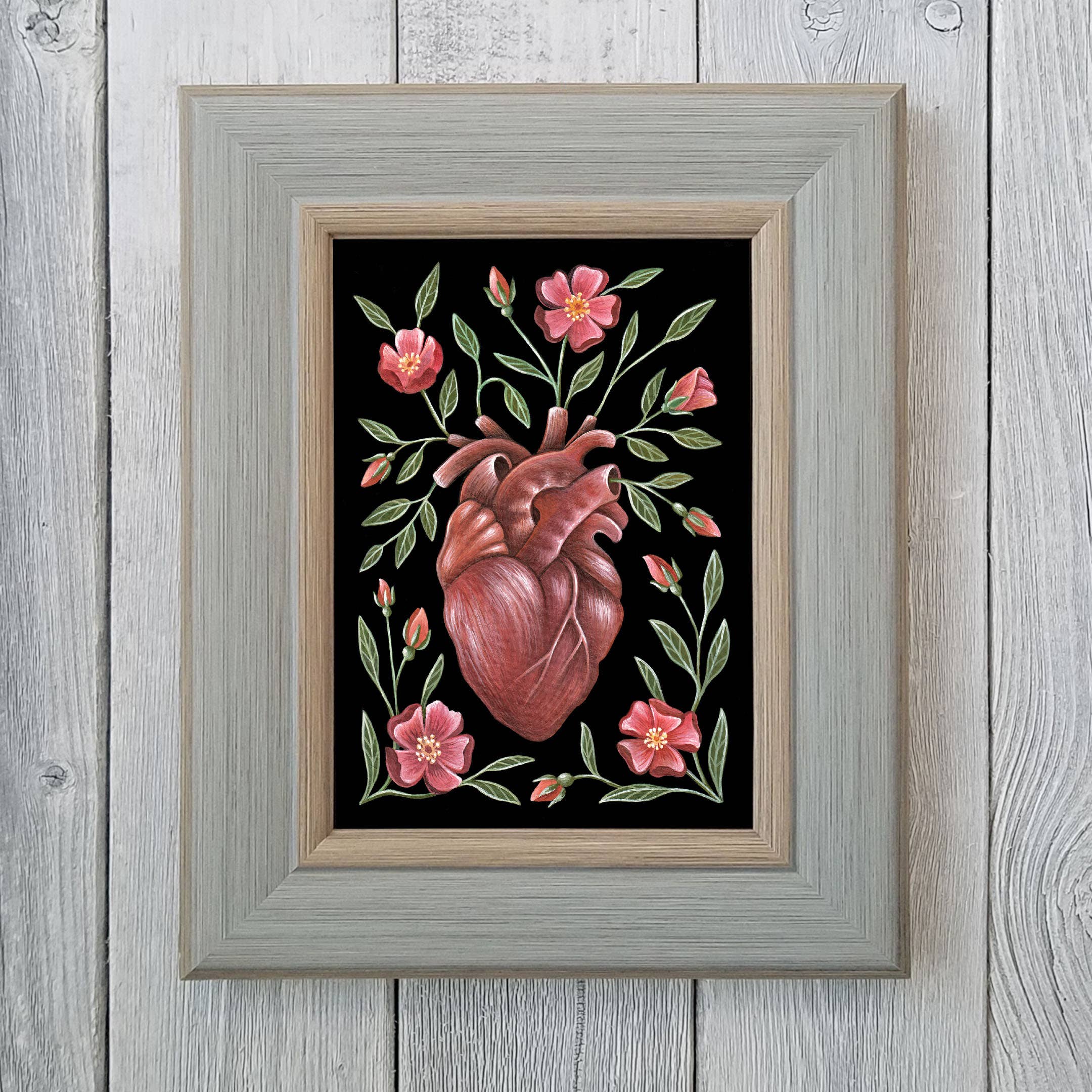 Heart Art Print Folk Decor: 5x7